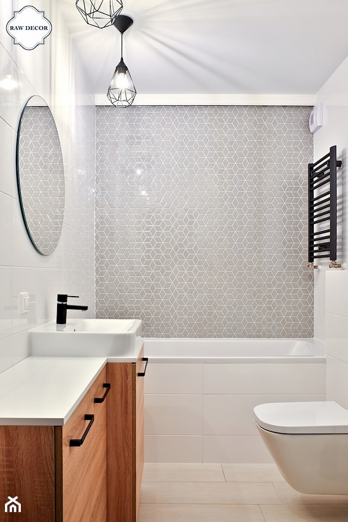 Projekt łazienki - Diamond, grey star - Mała na poddaszu bez okna łazienka, styl nowoczesny - zdjęcie od Raw Decor - Homebook