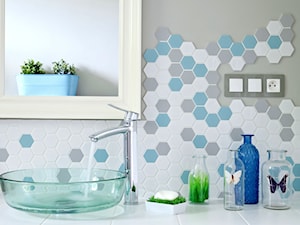 Projekt łazienki - mix heksagonów - Łazienka, styl nowoczesny - zdjęcie od Raw Decor