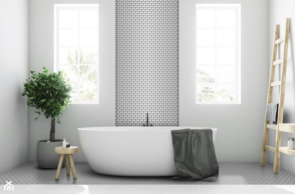 mozaika w łazience, srebrne cegiełki, cegiełki w łazience, srebrna mozaika