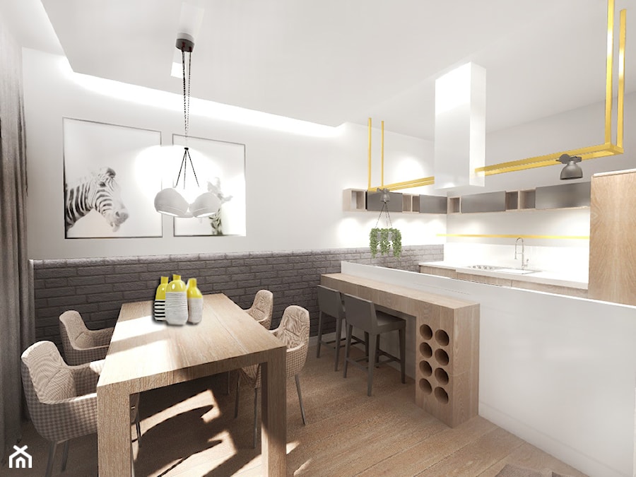 Mieszkanie typu studio - widok na jadalnie i kuchnię - zdjęcie od 3BSTUDIO