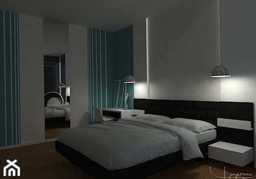 Dom w blasku - Duża biała szara sypialnia, styl nowoczesny - zdjęcie od YOOKU PROJEKTANCI