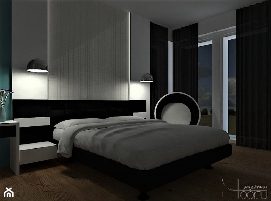 Dom w blasku - Średnia czarna szara sypialnia, styl nowoczesny - zdjęcie od YOOKU PROJEKTANCI