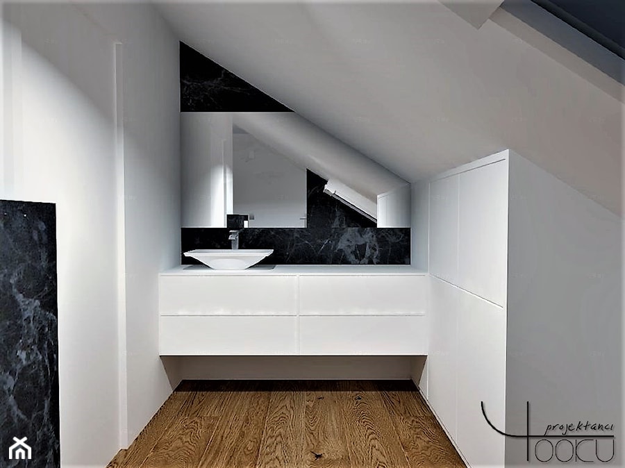 Dom w blasku - Średnia na poddaszu z lustrem łazienka z oknem, styl nowoczesny - zdjęcie od YOOKU PROJEKTANCI