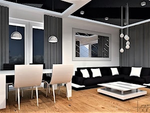 Dom w blasku - Średni szary salon z jadalnią, styl nowoczesny - zdjęcie od YOOKU PROJEKTANCI