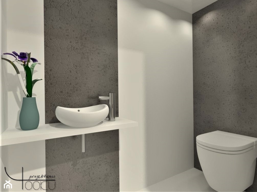 Dom w blasku - Mała czarna szara łazienka w bloku w domu jednorodzinnym bez okna, styl nowoczesny - zdjęcie od YOOKU PROJEKTANCI - Homebook
