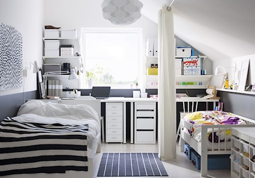 Pokój dziecka IKEA - Średni biały szary pokój dziecka dla dziecka dla nastolatka dla dziewczynki - zdjęcie od IKEA