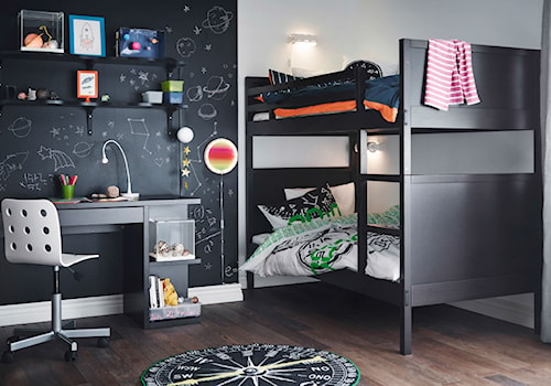 Pokój dziecka IKEA - Średni biały czarny pokój dziecka dla dziecka dla chłopca dla rodzeństwa - zdjęcie od IKEA