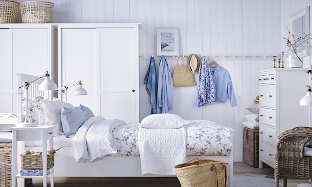białe meble w sypialni styl skandynawski ikea