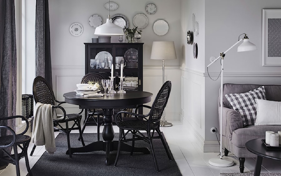 Jadalnia IKEA - Średnia biała jadalnia w salonie, styl vintage - zdjęcie od IKEA