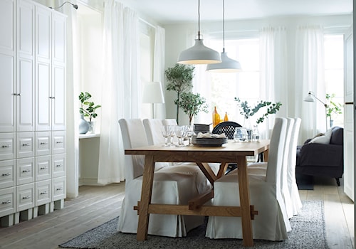 Jadalnia IKEA - Średnia biała jadalnia w salonie, styl prowansalski - zdjęcie od IKEA