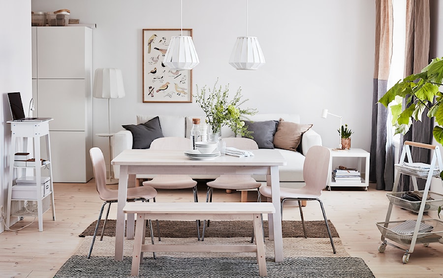 Jadalnia IKEA - Średnia szara jadalnia w salonie, styl skandynawski - zdjęcie od IKEA