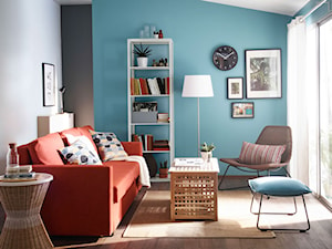 Pokój dzienny IKEA - Mały niebieski szary salon - zdjęcie od IKEA