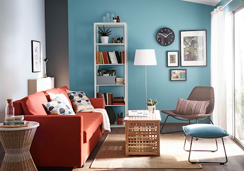 Pokój dzienny IKEA - Mały niebieski szary salon - zdjęcie od IKEA