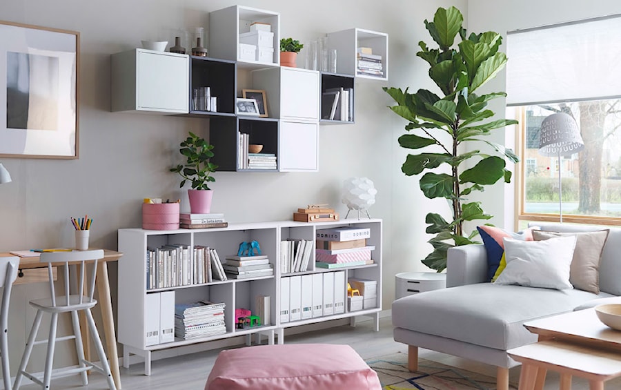 Pokój dzienny IKEA - Mały szary salon, styl skandynawski - zdjęcie od IKEA