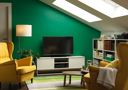 Pokój dzienny IKEA - Mały biały zielony salon - zdjęcie od IKEA