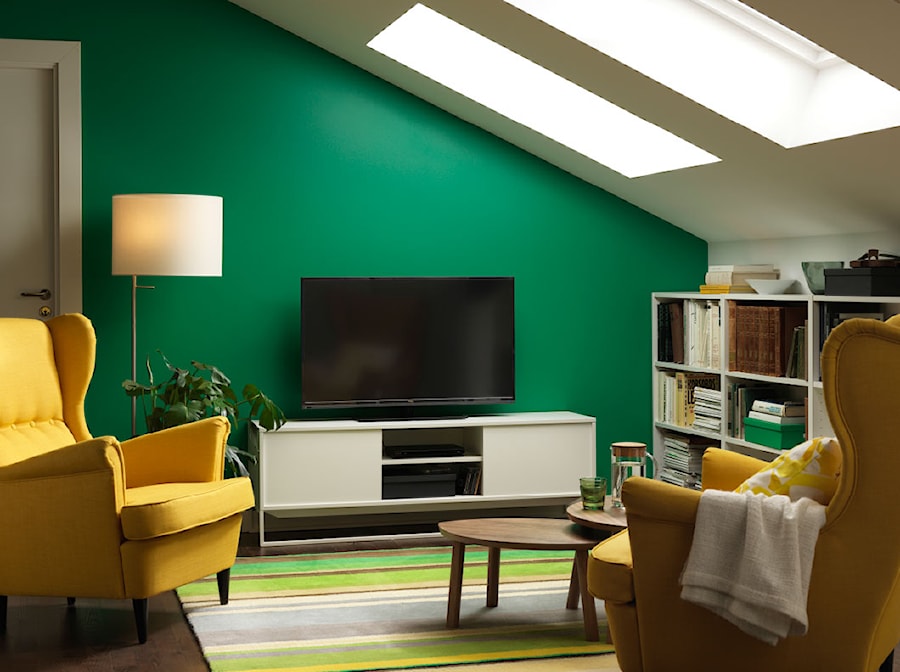 Pokój dzienny IKEA - Mały biały zielony salon - zdjęcie od IKEA