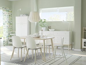 Kuchnia na wymiar - Średnia zamknięta z kamiennym blatem zielona kuchnia jednorzędowa z oknem, styl skandynawski - zdjęcie od IKEA