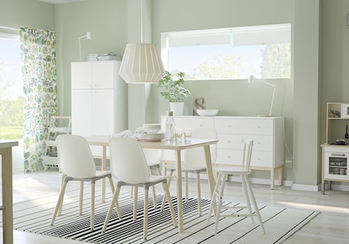 Kuchnia na wymiar - Średnia zamknięta z kamiennym blatem zielona kuchnia jednorzędowa z oknem, styl skandynawski - zdjęcie od IKEA