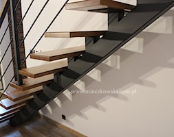 Schody metalowe wanga centralna stopnie z drewna dębowego - zdjęcie od Schody Mieczkowski - Homebook