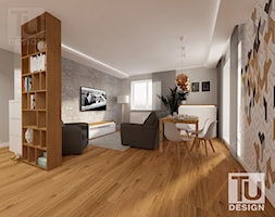 Projekt _ męskie wnętrze. - Średni biały szary salon z jadalnią, styl nowoczesny - zdjęcie od TU Design - Homebook