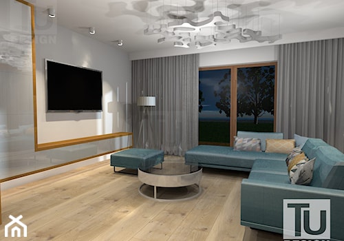 Projekt domu jednorodzinnego - Biały salon, styl minimalistyczny - zdjęcie od TU Design