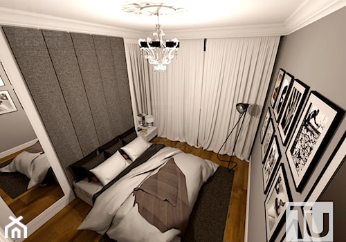 Klasyczna Praga _ aranżacja sypialni. - Duża biała szara sypialnia, styl tradycyjny - zdjęcie od TU Design