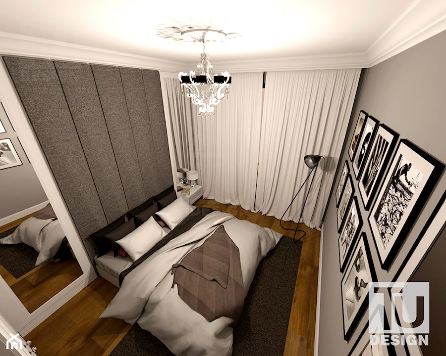 Klasyczna Praga _ aranżacja sypialni. - Duża biała szara sypialnia, styl tradycyjny - zdjęcie od TU Design