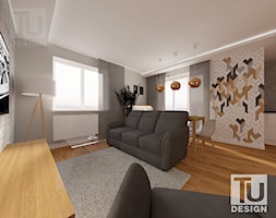 Projekt _ męskie wnętrze. - Mały szary salon z jadalnią, styl nowoczesny - zdjęcie od TU Design - Homebook