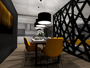 Projekt wnętrza domu_Fort Wola Warszawa - Duża czarna jadalnia jako osobne pomieszczenie, styl nowoczesny - zdjęcie od TU Design