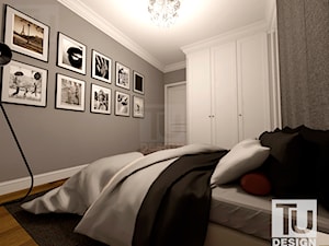 Klasyczna Praga _ aranżacja sypialni. - Średnia biała szara sypialnia, styl tradycyjny - zdjęcie od TU Design