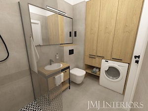 Komfortowe mieszkanie dla młodego małżeństwa - Gdańsk - Mała bez okna z pralką / suszarką z lustrem łazienka - zdjęcie od JMJ Interiors