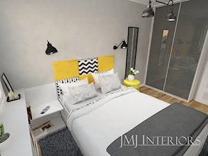 mieszkanie w Łodzi - Średnia biała szara sypialnia, styl skandynawski - zdjęcie od JMJ Interiors
