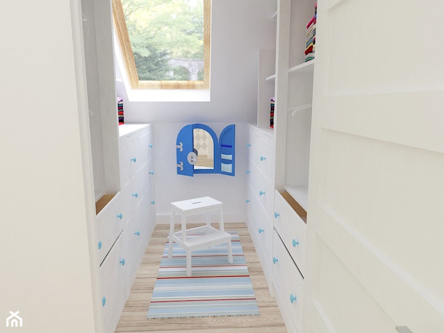 20-metrowy pokój na poddaszu dla niemowlęcia - Garderoba, styl tradycyjny - zdjęcie od JMJ Interiors