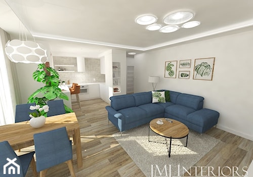 Apartament na Pogórzu - Mały biały salon z kuchnią z jadalnią, styl nowoczesny - zdjęcie od JMJ Interiors