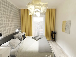 Mieszkanie w Poznaniu - Średnia biała sypialnia z balkonem / tarasem, styl skandynawski - zdjęcie od JMJ Interiors