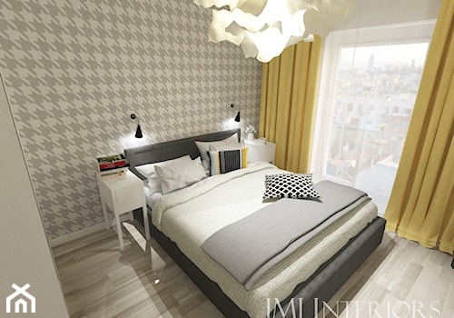 Mieszkanie w Poznaniu - Średnia biała szara sypialnia, styl skandynawski - zdjęcie od JMJ Interiors