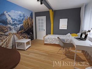 Pokój ucznia - Duży biały czarny pokój dziecka dla nastolatka dla chłopca dla dziewczynki - zdjęcie od JMJ Interiors