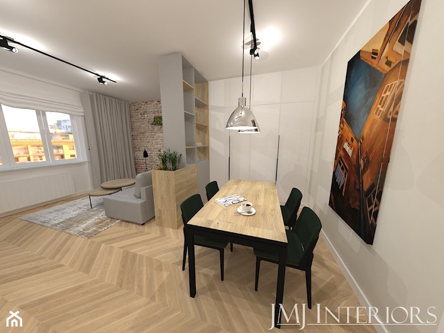 Kamienica z lat 30-tych w Gdyni - Średni beżowy salon z jadalnią, styl nowoczesny - zdjęcie od JMJ Interiors