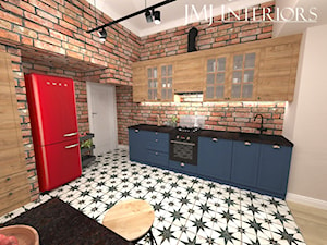 Eklektyczna kuchnia we Wrzeszczu - Średnia z salonem beżowa z zabudowaną lodówką z lodówką wolnostojącą z podblatowym zlewozmywakiem kuchnia jednorzędowa, styl nowoczesny - zdjęcie od JMJ Interiors