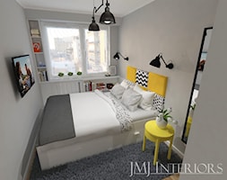 mieszkanie w Łodzi - Mała szara sypialnia, styl skandynawski - zdjęcie od JMJ Interiors - Homebook