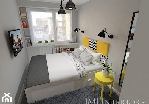 mieszkanie w Łodzi - Mała szara sypialnia, styl skandynawski - zdjęcie od JMJ Interiors