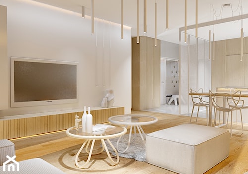 #9 - Średni biały salon z kuchnią z jadalnią, styl nowoczesny - zdjęcie od Meble Wiśniewski MEBLO-MARK