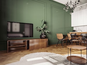 no. 1 - Średni szary zielony salon z kuchnią z jadalnią, styl glamour - zdjęcie od Meble Wiśniewski MEBLO-MARK