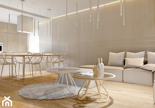 #9 - Średni biały salon z kuchnią z jadalnią, styl nowoczesny - zdjęcie od Meble Wiśniewski MEBLO-MARK