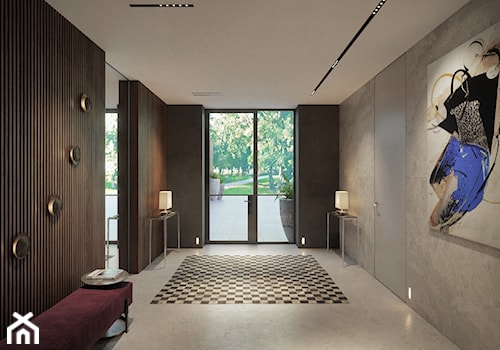 House 750 - Średni z wieszakiem z marmurem na podłodze hol / przedpokój, styl nowoczesny - zdjęcie od Katarzyna Kraszewska Architektura Wnętrz