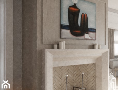 Modernistyczna Willa - Beżowy brązowy salon, styl tradycyjny - zdjęcie od Katarzyna Kraszewska Architektura Wnętrz
