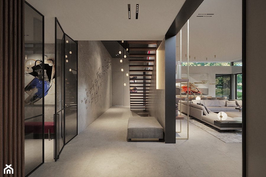 House 750 - Duży szary hol / przedpokój, styl nowoczesny - zdjęcie od Katarzyna Kraszewska Architektura Wnętrz