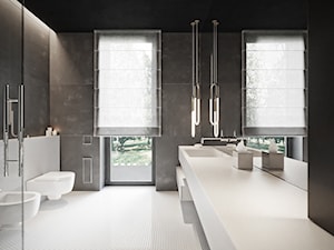 Rezydencja pod Poznaniem - Duża z lustrem łazienka z oknem, styl nowoczesny - zdjęcie od Katarzyna Kraszewska Architektura Wnętrz