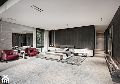 Rezydencja pod Poznaniem - Duża brązowa szara sypialnia, styl nowoczesny - zdjęcie od Katarzyna Kraszewska Architektura Wnętrz