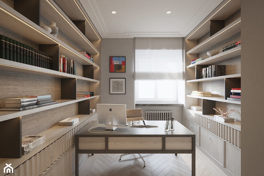 Modernistyczna Willa - Małe szare biuro, styl tradycyjny - zdjęcie od Katarzyna Kraszewska Architektura Wnętrz